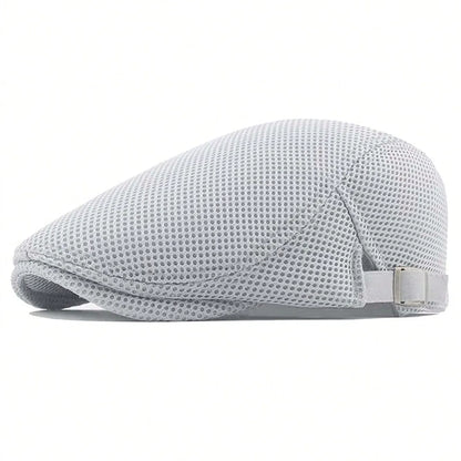 Breathable Mesh Newsboy Cap - Adjustable Flat Cap for Active & Casual Wear