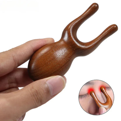 Natural Sandalwood Gua Sha Massage Tool - Bionic Finger Design for Face, Scalp & Body Recovery