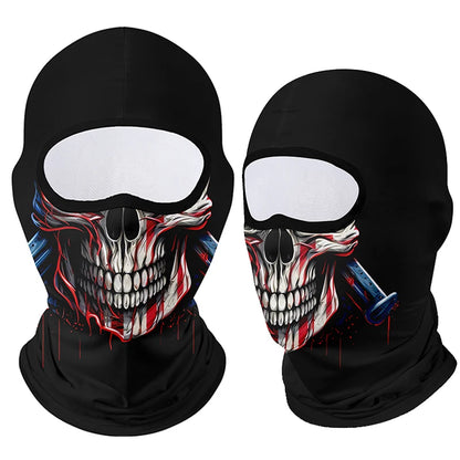 Full Face Balaclava Mask - Breathable Windproof UV Sun Protection - Moto Skull Ghost Clown Design for Summer Spring