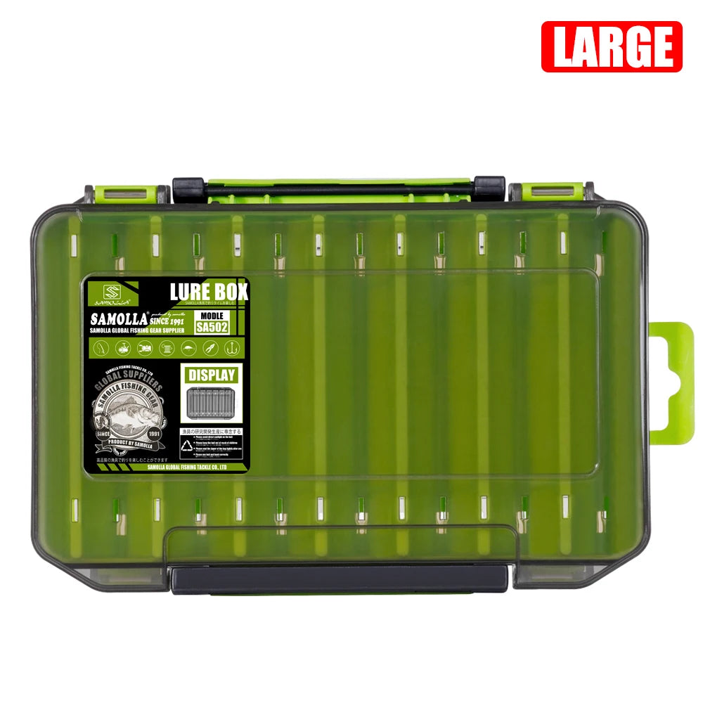 SAMOLLA Dual-Compartment Fishing Tackle Organizer - Premium Compact Storage Box for Lures, Hooks & Baits with Durable Construction