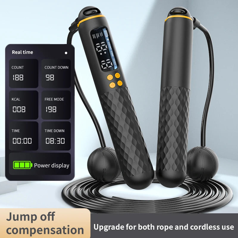 USB Rechargeable Smart Jump Rope - Digital Wireless Calorie Counter with Adjustable Length
