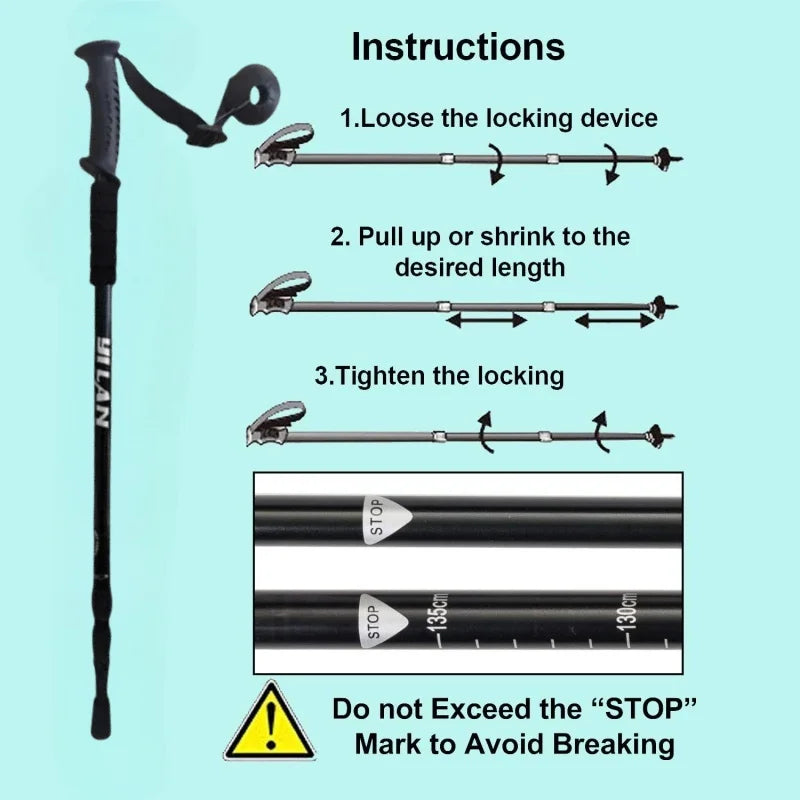 Adjustable Trekking Poles - Lightweight Collapsible Anti-Shock Hiking Sticks for Men and Women