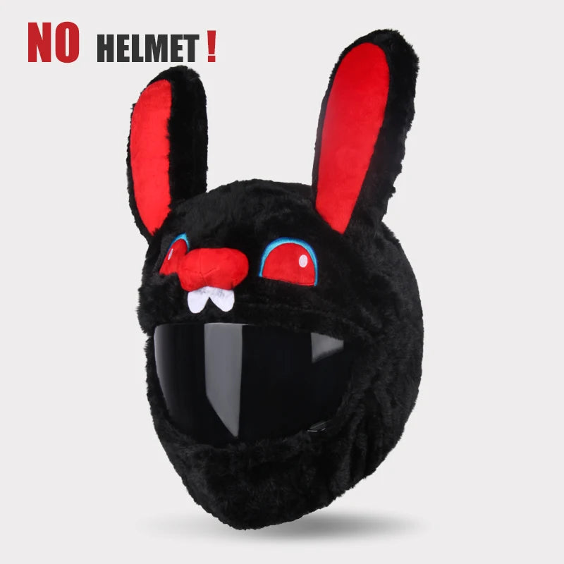 Cartoon Fluffy Plush Helmet Cover - Full-Face Motorcycle Protective Case