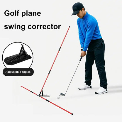 Golf Swing Alignment Trainer - Practice Plate with Rod Holder for Swing Angle Adjustment & Posture Correction