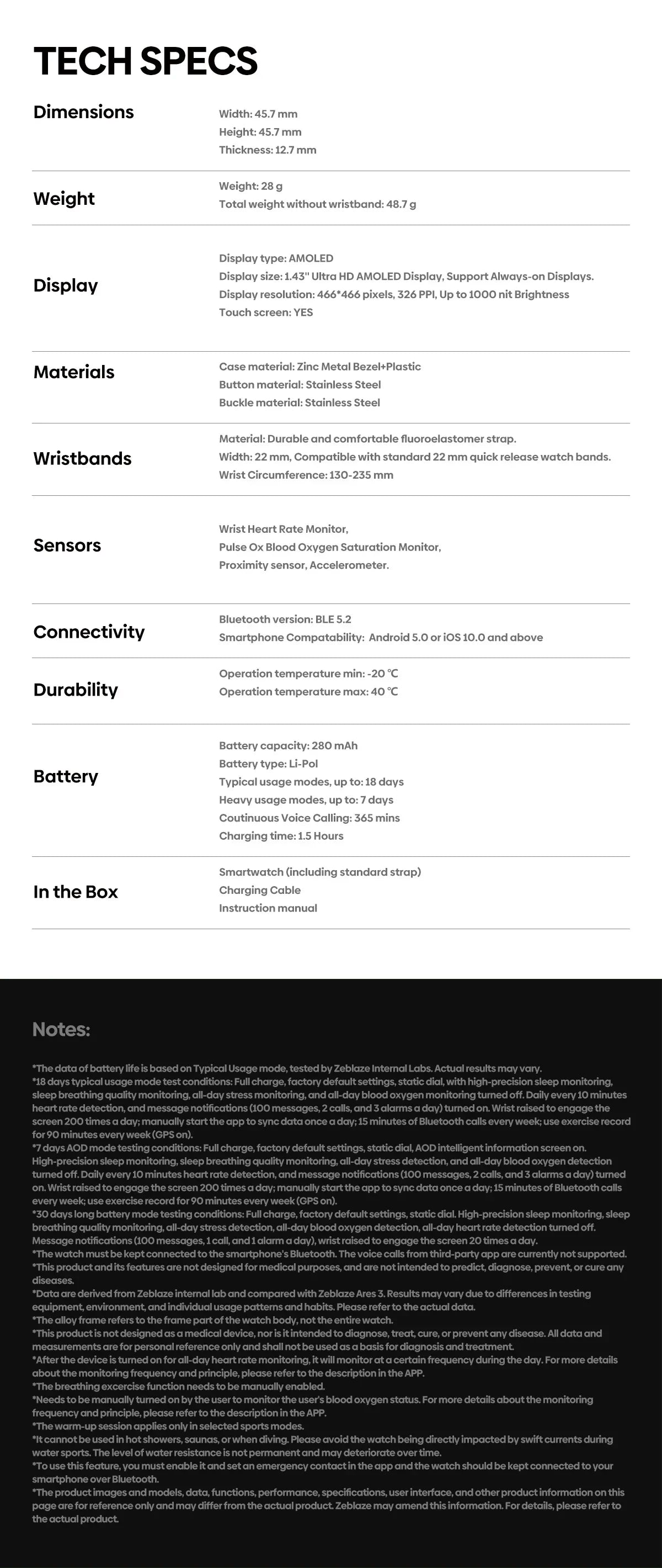 Zeblaze Ares 3 Plus Smartwatch - 1.43" AMOLED Display with Voice Calling & 3D Health Tracking