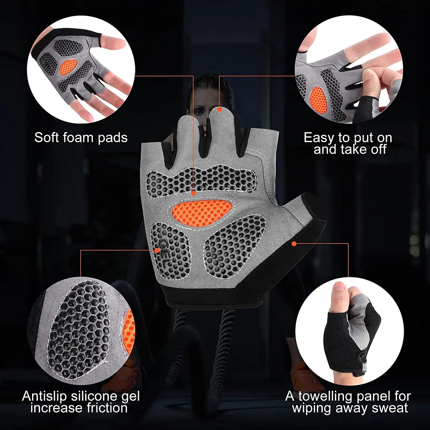 Premium Fingerless Gym Gloves - Breathable Anti-Slip Training Gloves for Men & Women - Weightlifting, Bodybuilding, Cycling & Sports