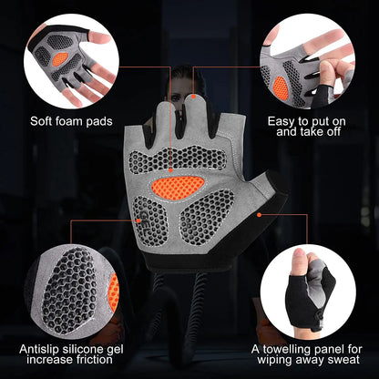 Premium Fingerless Gym Gloves - Breathable Anti-Slip Training Gloves for Men & Women - Weightlifting, Bodybuilding, Cycling & Sports