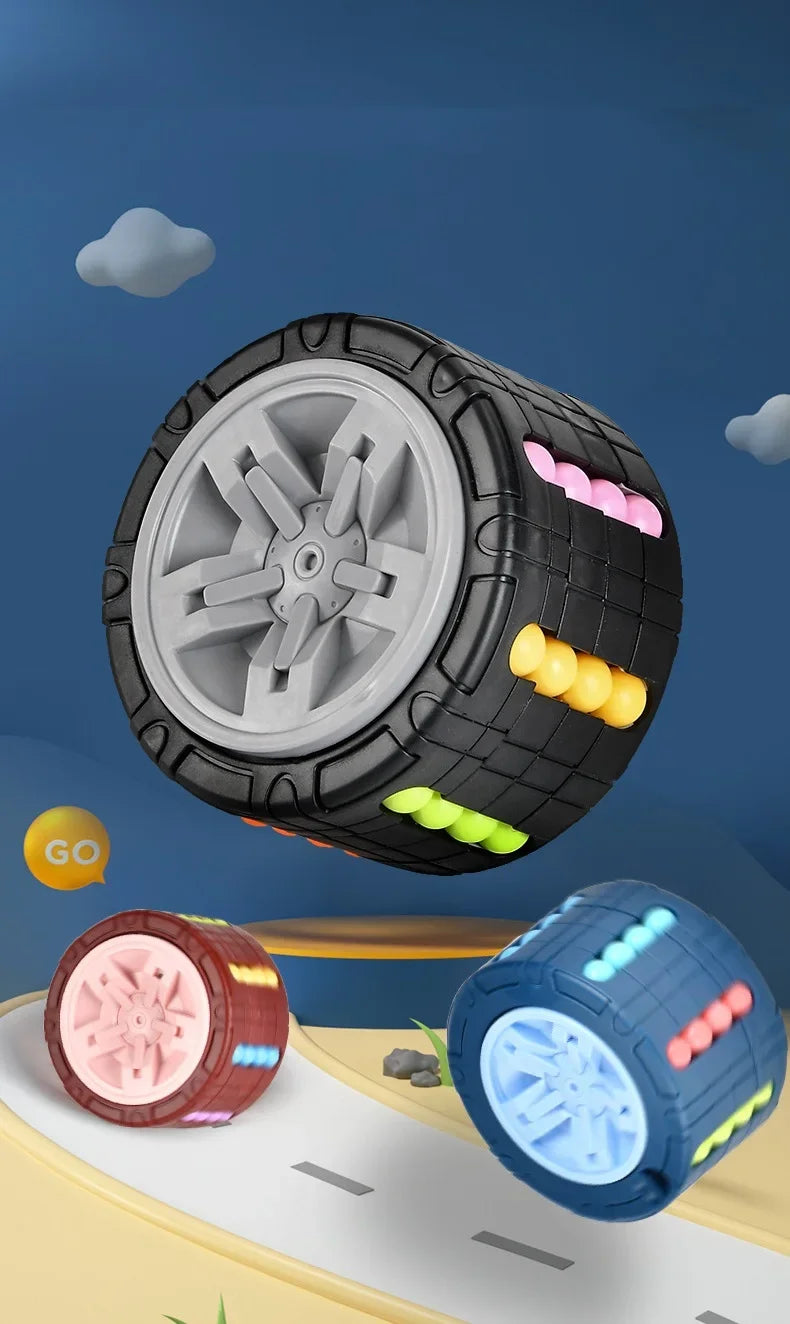 3D Rotating Cube Puzzle Toy - Magical Bean Gyro Slide Game for Stress Relief & Montessori Learning