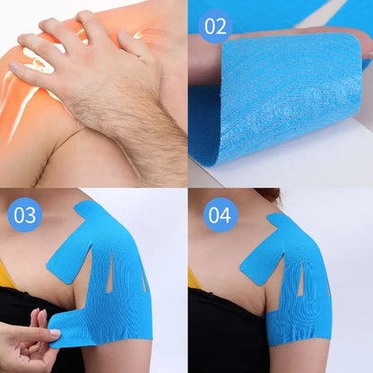 Precut Kinesiology Shoulder Tape - Waterproof & Breathable Elastic Sports Tape for Pain Relief & Muscle Support
