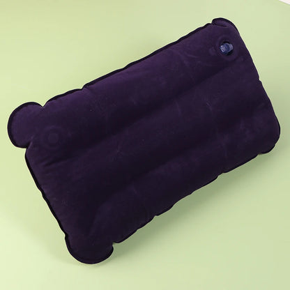 oldable Inflatable Travel Pillow - PVC Flocking Air Cushion for Camping, Hiking, Flight & Outdoor Sleep