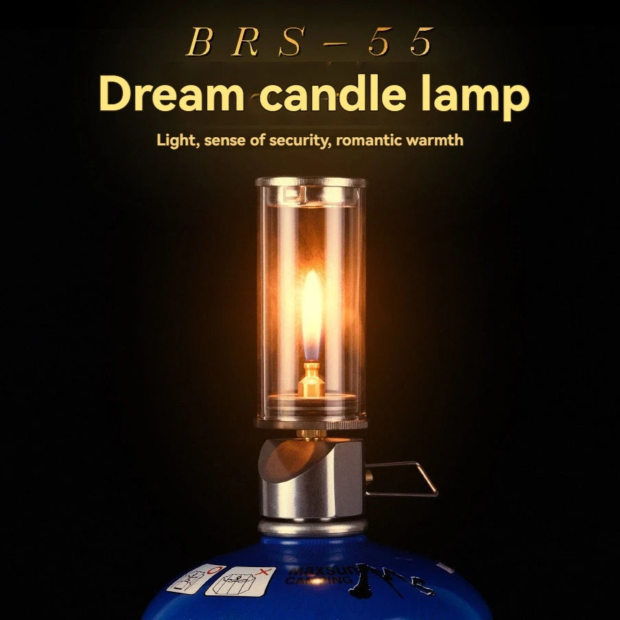 BRS-55 Windproof Gas Candle Lamp - Dreamlike Candlelight Tent Lighting for Outdoor Camping