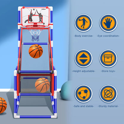 Adjustable Kids Basketball Hoop Set - Indoor/Outdoor Training System with 4 Balls (88cm-140cm Height Range)