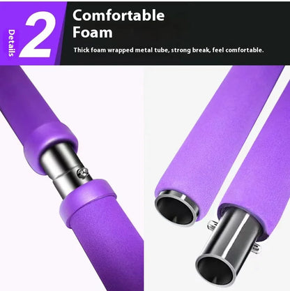 Adjustable Pilates Bar - Portable Home Fitness Rod with Resistance Bands for Yoga, Stretching & Toning Workouts