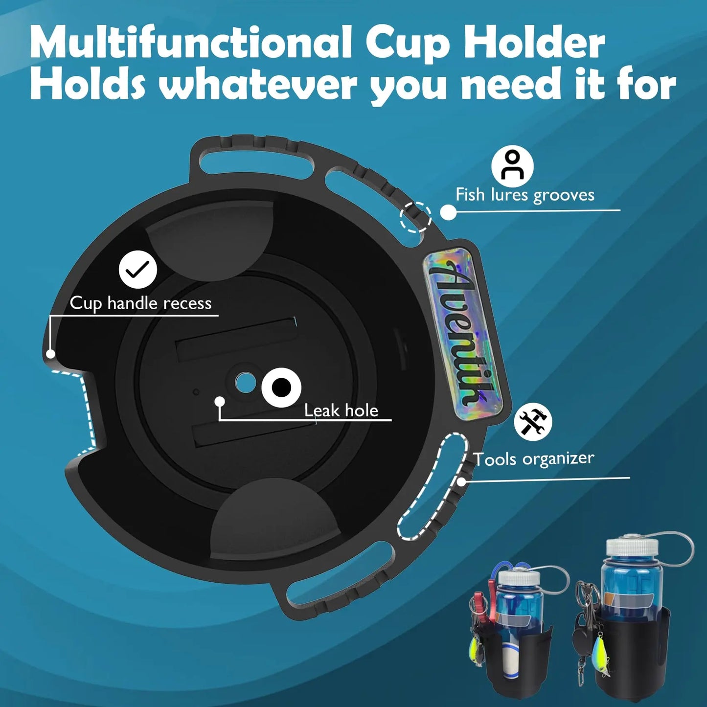Multi-Functional Kayak Cup Holder - Track Mount Non-Slip Design with Lure Storage for Kayak & Boat Accessories