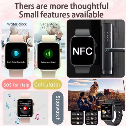 AI Smart Health Watch - HRV+PPG Blood Pressure & Heart Rate Monitor with IP68 Waterproof & NFC