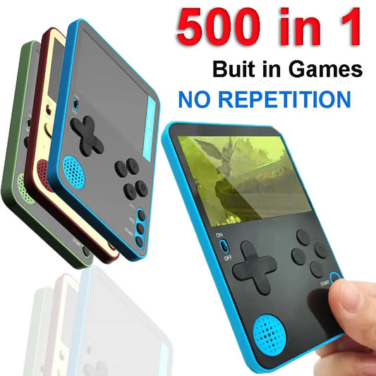 Portable Retro Handheld Game Console - 500 Classic Games - LCD Screen - Rechargeable - Gift for Kids & Adults