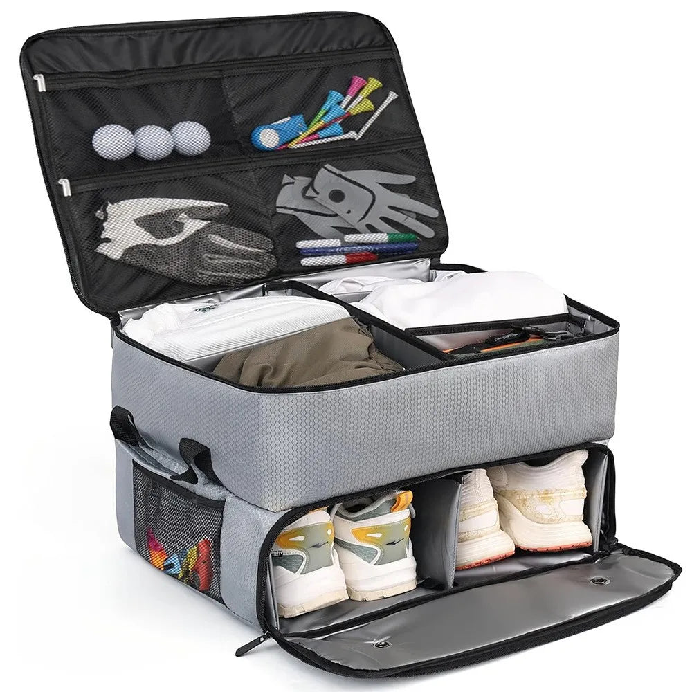 Waterproof Golf Trunk Organizer - Large Storage Box for Golf Shoes, Balls, Tees, Clothes, Gloves & Accessories