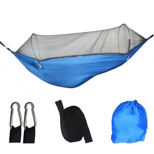 Lightweight Parachute Fabric Camping Hammock with Mosquito Net - High Strength Hanging Bed 250x120cm