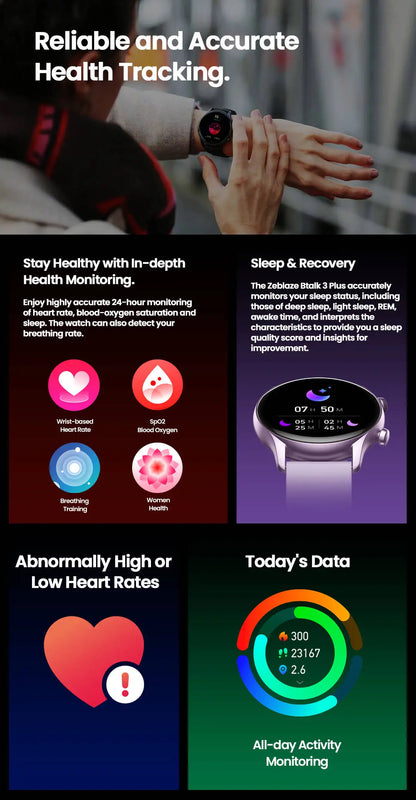 Zeblaze Btalk 3 Plus Smart Watch - 1.39'' HD Display with Voice Calling & Fitness Tracking for Men & Women