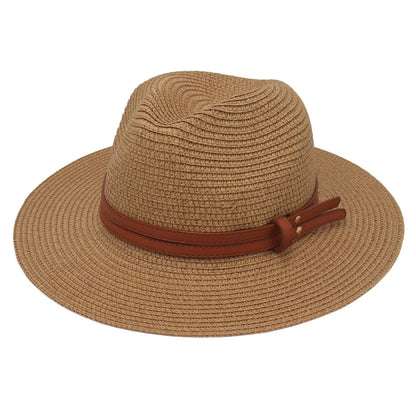 Breathable Straw Panama Hat - European American Style Jazz Sun Hat for Beach & Leisure