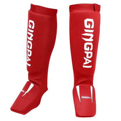 Cotton MMA Shin Guards - Boxing Kickboxing Foot Protection with Instep Ankle Support for TKD Muay Thai Training
