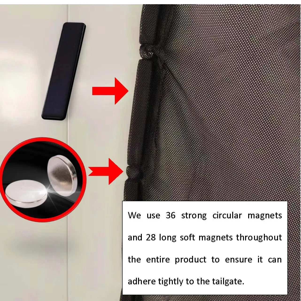 SUV & RV Tailgate Mosquito Net - Magnetic Mesh Curtain, Breathable & Eco-Friendly