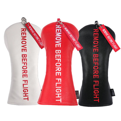 "Remove Before Flight" Golf Club Headcover - Premium Synthetic Leather Protection for Driver, Putter & Woods