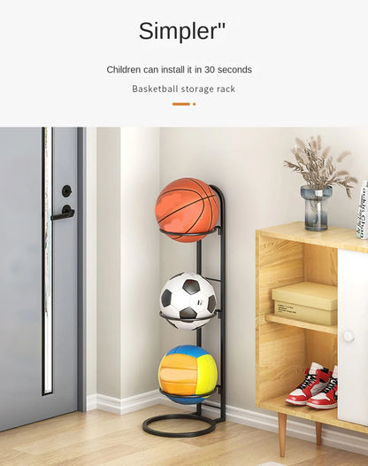 Carbon Steel Basketball Storage Rack - Multi-Layer Ball Organizer Stand for Basketball, Football, Volleyball (Home & School)