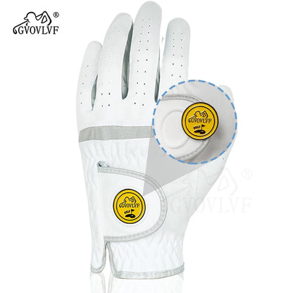 Men's Golf Glove - Soft Breathable Fabric with Magnetic Ball Marker, Comfortable Fit, Replaceable Marker for Golfers (1 Piece)