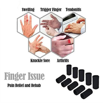 Athletic Finger Support Sleeves - 10 Pack Compression Guards for Basketball, Volleyball, Gym & Sports