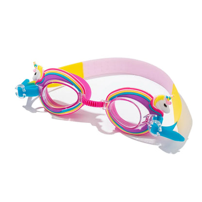 Kids Waterproof Swimming Goggles - Colorful Cartoon Pony Design with Anti-Fog & Adjustable Strap