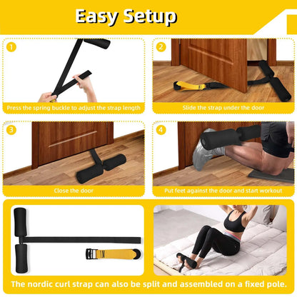 Nordic Hamstring Curl Strap, Suitable for Leg, Abdomen, and Back Training, Portable, Sports Fitness Accessories