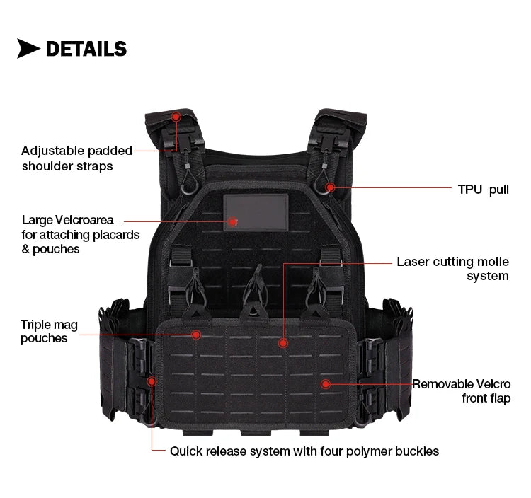 Tactical Multi-Functional Vest - Fast Detachable Lightweight Design