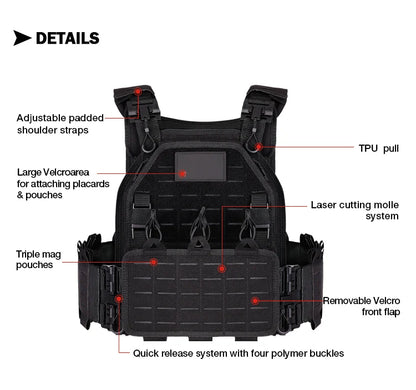 Tactical Multi-Functional Vest - Fast Detachable Lightweight Design