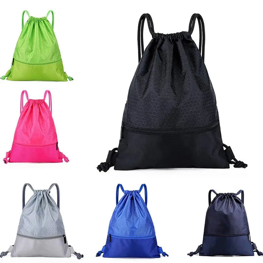 Waterproof Drawstring Sports Backpack with Zipper Pocket - Lightweight Gym Sackpack for Basketball & Training