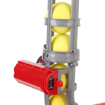 2-in-1 Baseball & Tennis Automatic Pitching Machine - Complete Training Set with Bat, Racket & 6 Balls