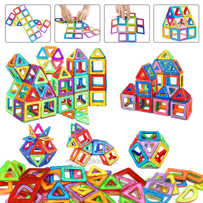Magnetic Building Blocks Set - Medium Size 60-Piece STEM Construction Toy, Educational DIY Magnet Tiles for Learning & Creative Play
