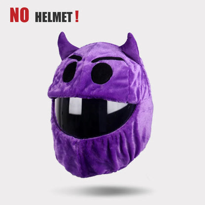 Cartoon Fluffy Plush Helmet Cover - Full-Face Motorcycle Protective Case