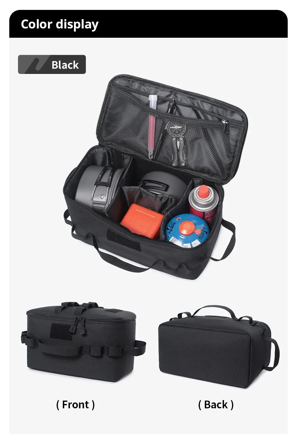 Large Capacity Camping Gas Canister Storage Bag - Multi-Purpose Outdoor Cookware & Ground Nail Tool Organizer Kit