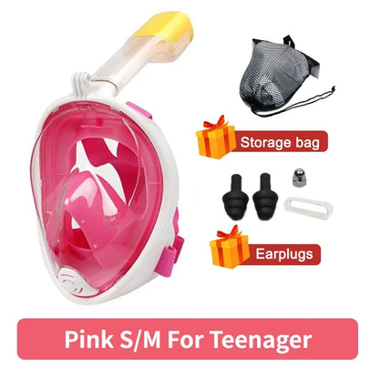 Full Face Snorkeling Mask - Anti-Fog Underwater Diving Goggles for Kids & Adults Swimming Equipment