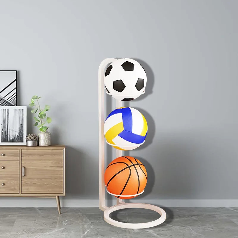 Carbon Steel Basketball Storage Rack - Multi-Layer Ball Organizer Stand for Basketball, Football, Volleyball (Home & School)