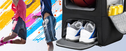 Sports Backpack with Shoe Compartment - Football, Basketball & Soccer Training Bag for Men