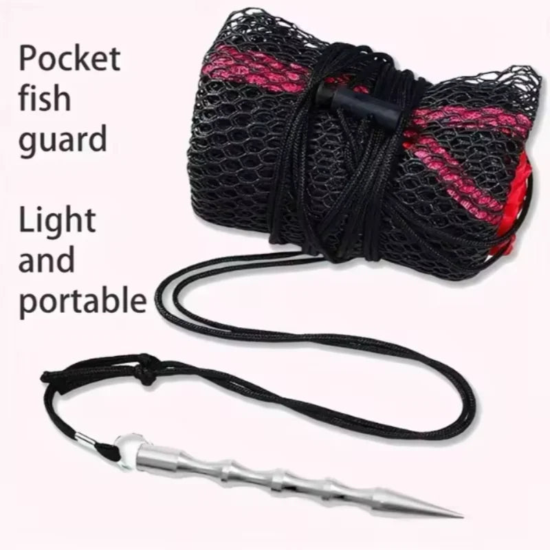 Collapsible Live Fish Net - Thickened Mesh Fishing Bag with Bundle Mouth for Crayfish, Shrimp, Smelt, and Eels