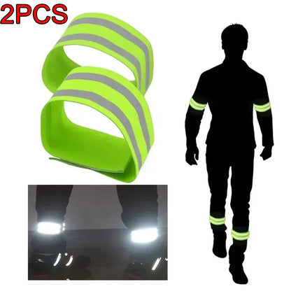 High Visibility Reflective Safety Bands - Wrist Arm Ankle Leg Straps for Night Walking Cycling Running