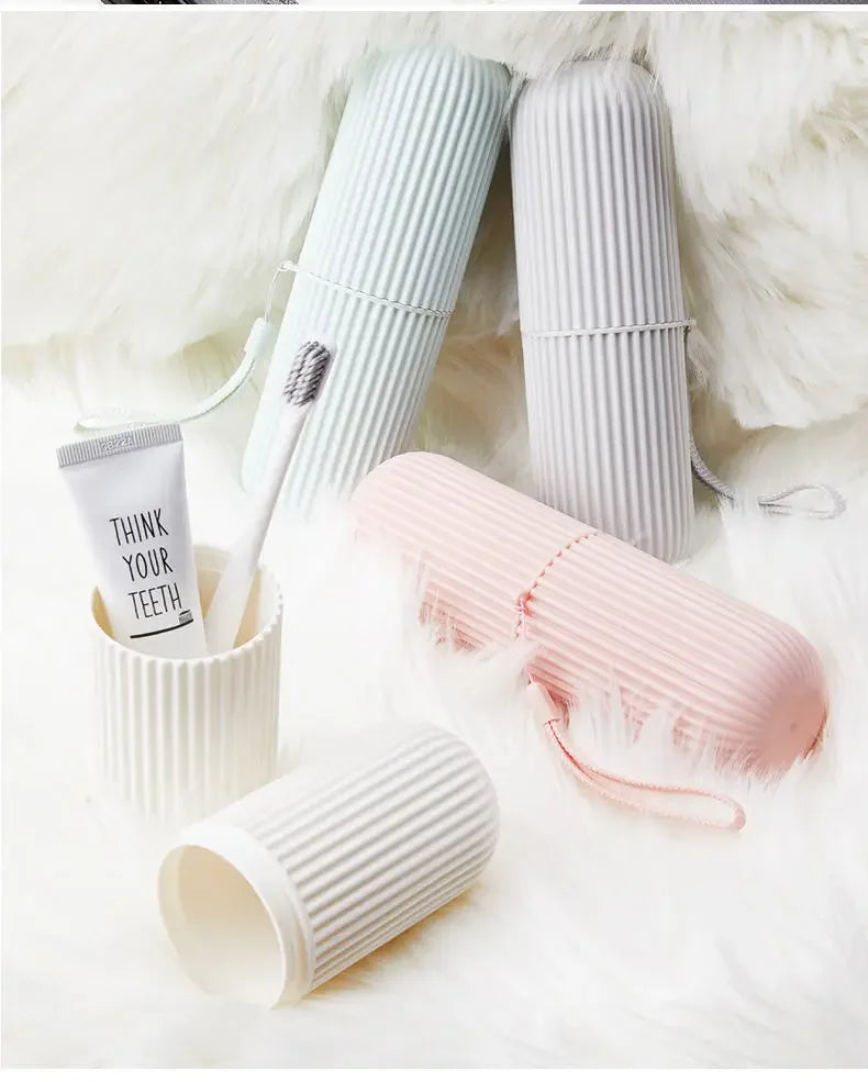 Portable Travel Toothbrush Storage Cup - Compact Bathroom Organizer Case