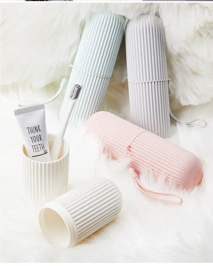 Portable Travel Toothbrush Storage Cup - Compact Bathroom Organizer Case