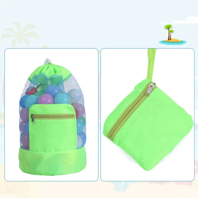 Foldable Mesh Beach Bag - Portable Waterproof Swimming Toy Storage Basket for Children