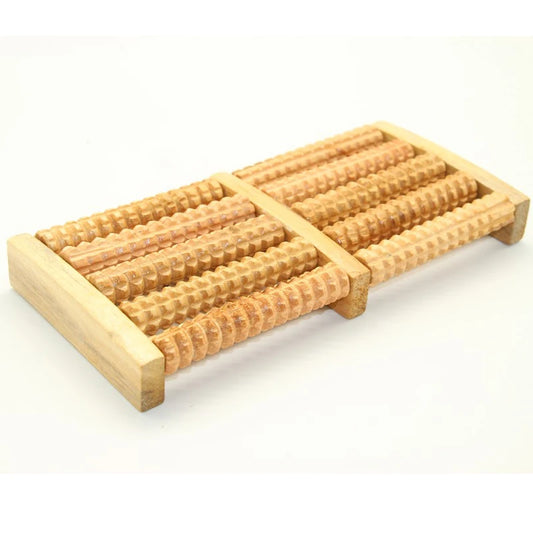 Wooden Dual Foot Massager Roller - Plantar Fasciitis Relief & Stress Relaxation Tool