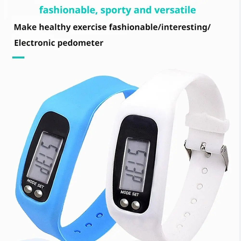 Digital LED Pedometer Watch - Silicone Sport Bracelet with Step Counter and Calorie Tracker