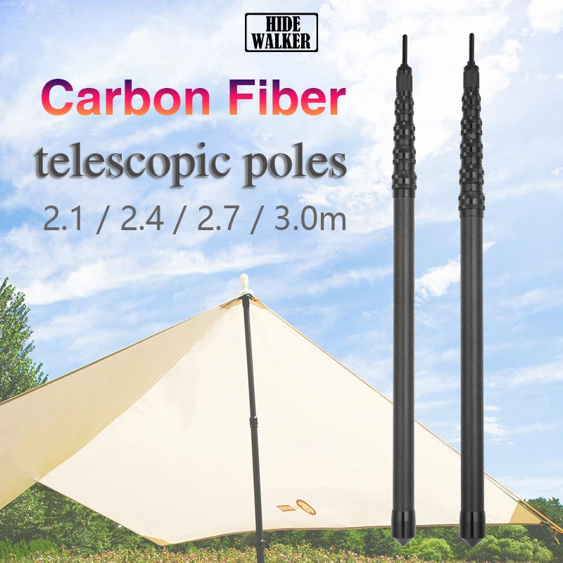 Ultralight Carbon Fiber Telescopic Tarp Pole - Adjustable Camping Tent Pole (2.4m-3m Lightweight)